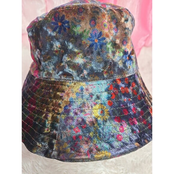 Natural Life Floral Velvet Sherpa Lined Boho Festival Bucket Hat One Size - Picture 3 of 10